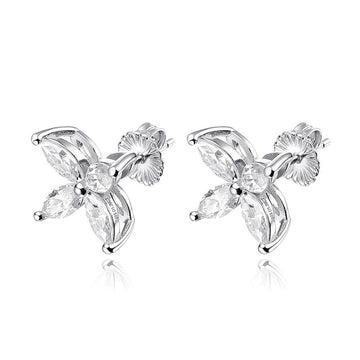 Elegant D Colour 4 Stones Horse Eye Cutting Moissanite Diamonds Stud Earrings For Women Silver Fine Jewellery - The Jewellery Supermarket